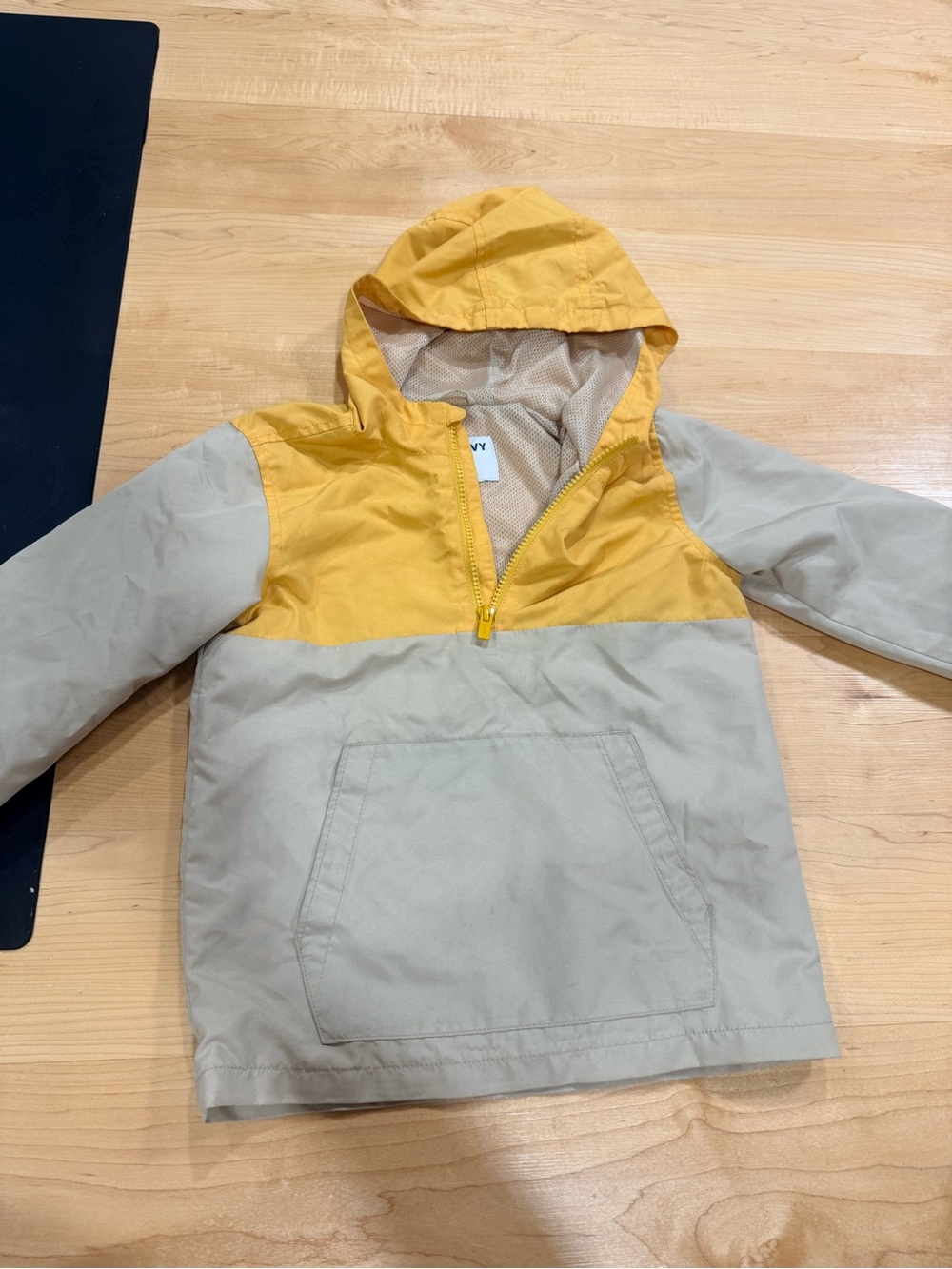 Old Navy Yellow and Light Gray Hooded Windbreaker Jacket
